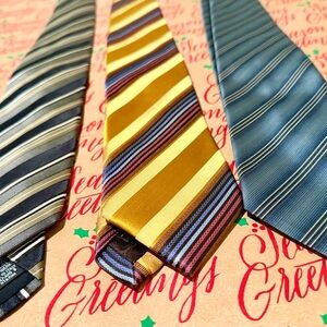 Santorelli Striped Tie Trio - Gold, Blue, Black